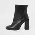 River Island Womens Leather Square Toe Block Heel Boots