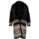 River Island Womens Knit Coatigan With Faux Fur Collar