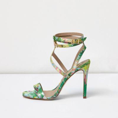 River Island Womens Floral Print Caged Strappy Sandals