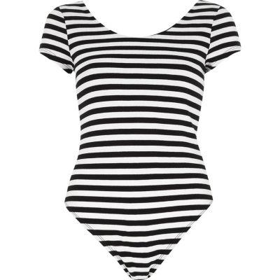 River Island Womens Stripe Cap Sleeve Scoop Neck Bodysuit