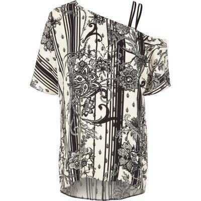 River Island Womens Floral Print One Shoulder Top