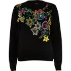 River Island Womens Knit Floral Embroidered Sweater