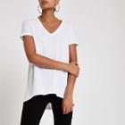 River Island Womens White V Neck Loose Fit T-shirt