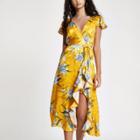River Island Womens Floral Frill Split Hem Maxi Dress