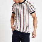 River Island Mens Neon Stripe Knitted Slim Fit T-shirt