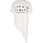 River Island Womens White Love Print Asymmetric T-shirt