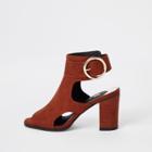 River Island Womens Rust Suede Sling Back Buckle Shoe Boots