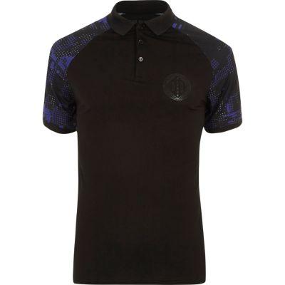 River Island Mens Geo Print Raglan Muscle Fit Polo Shirt