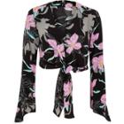 River Island Womens Floral Wrap Bell Sleeve Crop Top