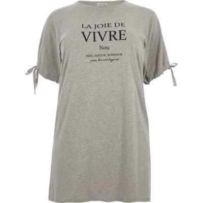 River Island Womens Plus 'vivre' Print Tie Sleeve T-shirt