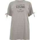 River Island Womens Plus 'vivre' Print Tie Sleeve T-shirt