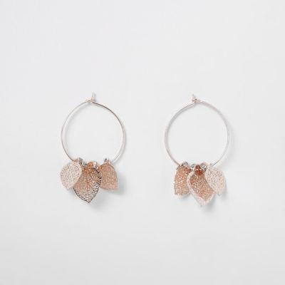 River Island Womens Rose Gold Tone Filigree Hoop Earrings