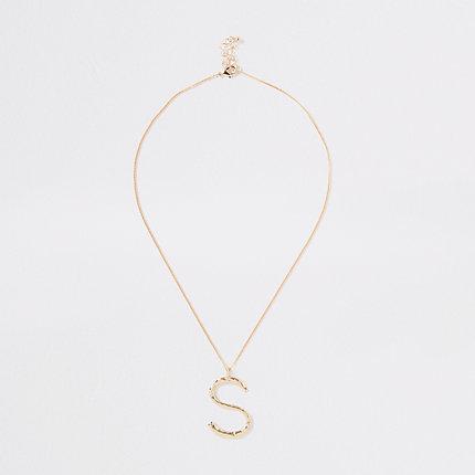 River Island Womens Gold Tone Large Initial 's' Necklace