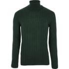 River Island Mens Cable Knit Roll Neck Muscle Jumper