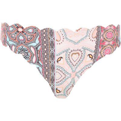 River Island Womens Paisley Scallop Detail Bikini Bottoms