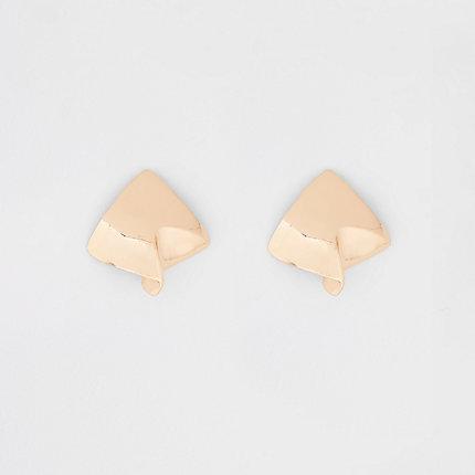 River Island Womens Gold Tone Square Folded Stud Earrings