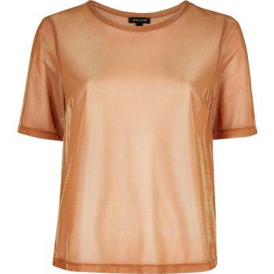 River Island Womens Metallic Mesh T-shirt
