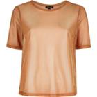 River Island Womens Metallic Mesh T-shirt
