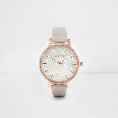River Island Womens Cluster Dial Rose Gold Tone Watch