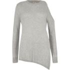 River Island Womens Silver Knit One Cold Shoulder Top