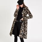 River Island Womens Leopard Print Wool Belted Robe Coat