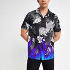 River Island Mens Neon Flame Short Sleeve Shirt