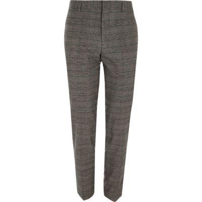 River Island Mens Check Ultra Skinny Suit Trousers