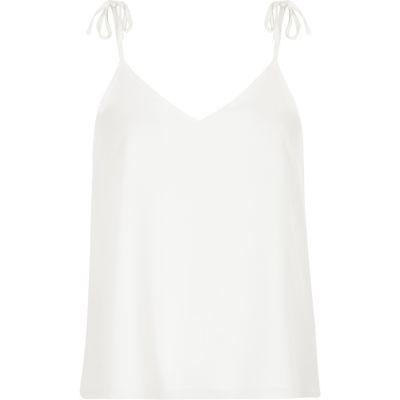 River Island Womens Petite White Tie Strap Cami Top