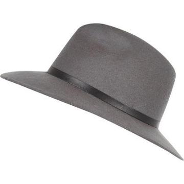 River Island Leather-look Trim Fedora Hat