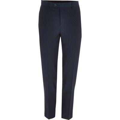 River Island Mensnavy Cropped Skinny Fit Suit Trousers