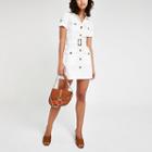 River Island Womens White Utility Short Sleeve Shirt Dress