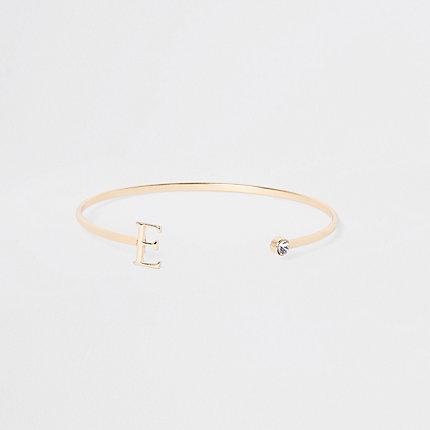 River Island Womens Gold Plated 'e' Initial Cuff Bracelet