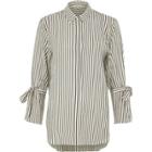 River Island Womens White Mono Stripe Tie Sleeve Shirt