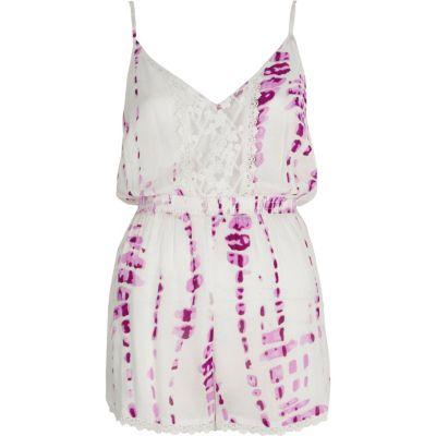 River Island Womens Tie Dye Lace Insert Beach Playsuit