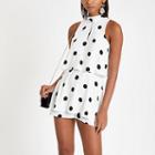 River Island Womens White Spot High Neck Playsuit