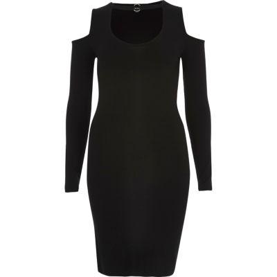 River Island Womens Choker Trim Cold Shoulder Dress