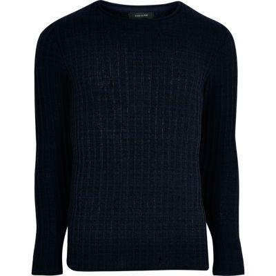 River Island Mens Ribbed Crew Neck Sweater