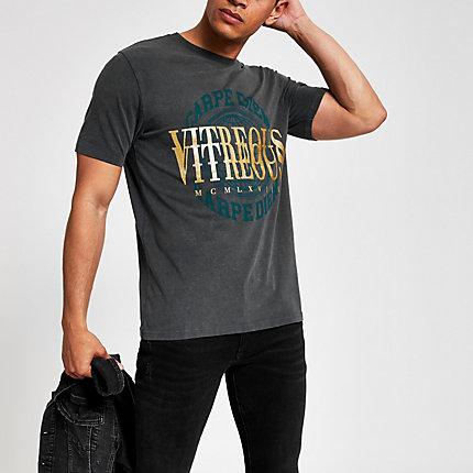 River Island Mens Wash Printed Slim Fit T-shirt