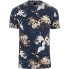 River Island Mens Floral Bird Print Slim Fit T-shirt