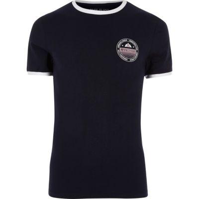 River Island Mens Tipped Collar Muscle Fit T-shirt