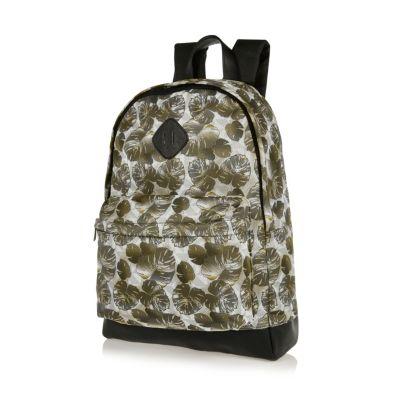 River Island Mens Leaf Print Mesh Backpack