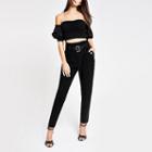 River Island Womens Ruched Front Bardot Crop Top