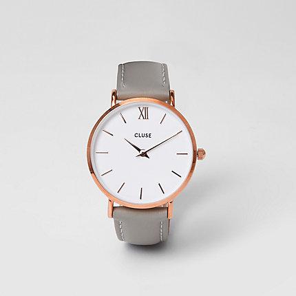 River Island Womens Rose Gold Tone Face Cluse Watch
