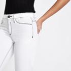 River Island Womens White Molly Rip Hem Jeggings