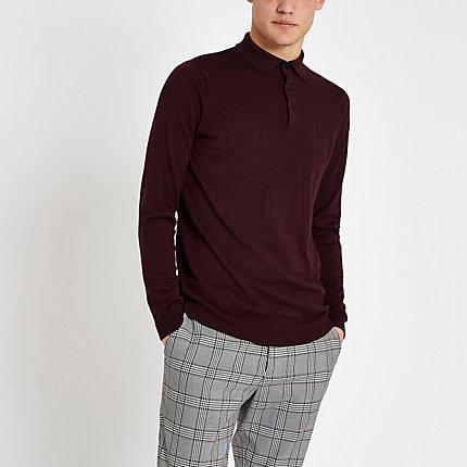 River Island Mens Slim Fit Cable Polo Shirt