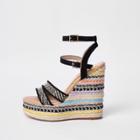 River Island Womens Stripe Wide Fit Platform Wedges