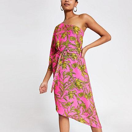 River Island Womens Print One Shoulder Swing Dress