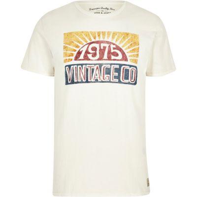 Mens White Jack & Jones Vintage Print T-shirt