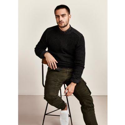 River Island Mens Muscle Fit Ribbed Sweater