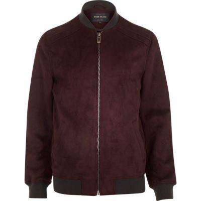 River Island Mens Faux-suede Bomber Jacket